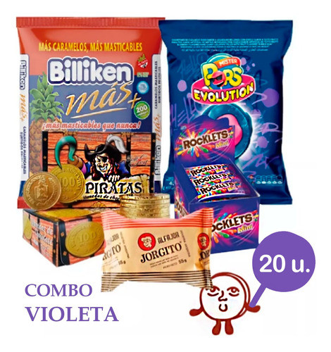 Golosinas Para Cumpleaños -combo Violeta 20 Chicos - Delipop 1