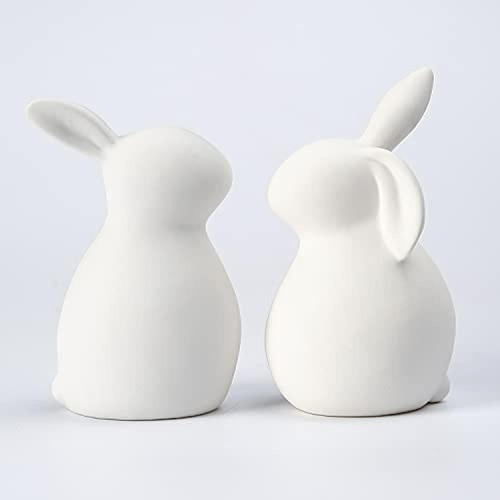 Conejo Blanco De Cerámica, Conejo De Decoraciones Navideñas, 0
