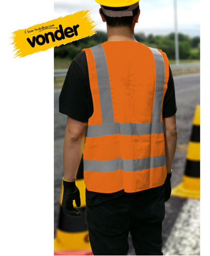 Colete Refletivo Brilha Tipo Blusão Sem Bolso Laranja Vonder 1