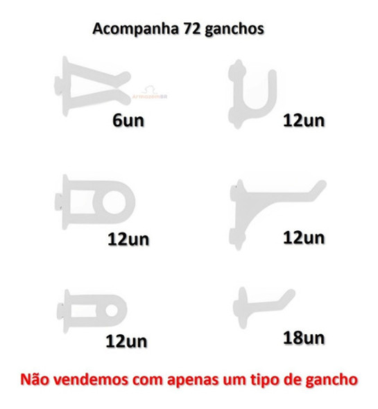 Kit 72 Ganchos Plástico Pino Suporte Porta Ferramenta Branco 1