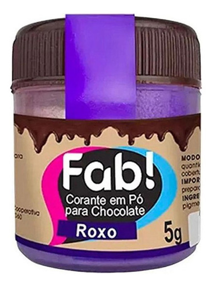 Corante Em Pó Para Chocolate Roxo 5g Fab! 0 Corante Em Pó Para Chocolate Roxo 5g Fab! 0