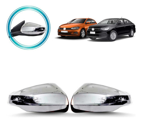 Conjunto Aplique Retrovisor Cromado Espelhado Virtus 2020 0
