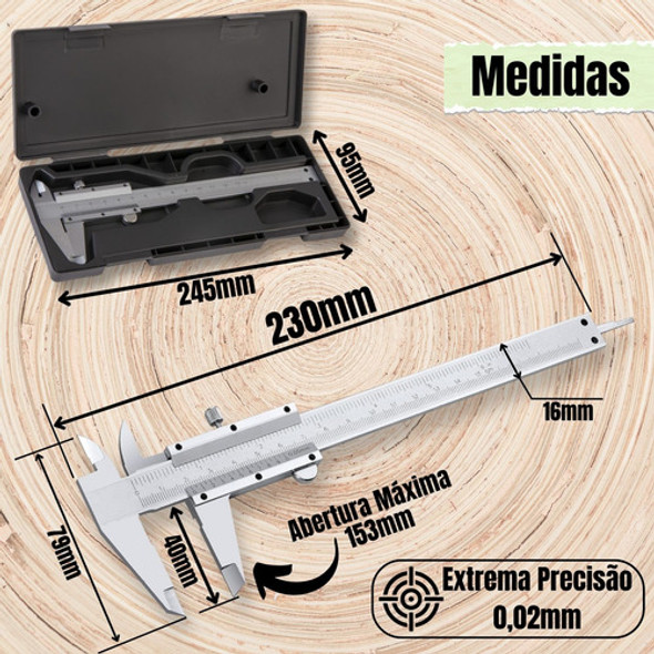 Kit Paquímetro Universal Analógico 150mm + Calibre De Folga 1