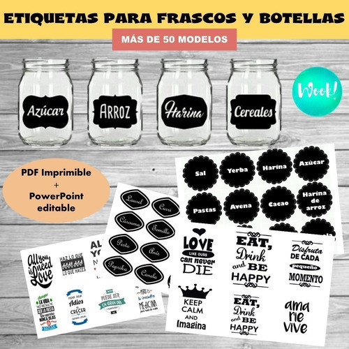 Kit Imprimible Etiquetas  Frascos Editables Especiero Cocina 1