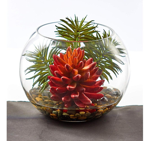 Plantas De Seda De Jarrón Redondo Artificiales Suculentas Ca 0