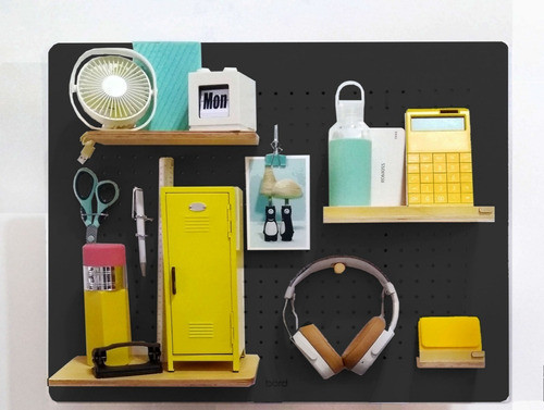 Organizador Panel Börd Negro Madera Con Accesorios 75x58,5 1