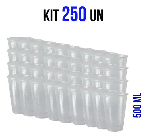 Kit Copo Descartável Translúcido 500 Ml 250un P/ Chopp Copão 0
