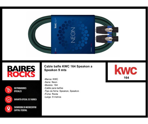 Cable Bafle Kwc 164 Speakon A Speakon 9 Mts Verde 1