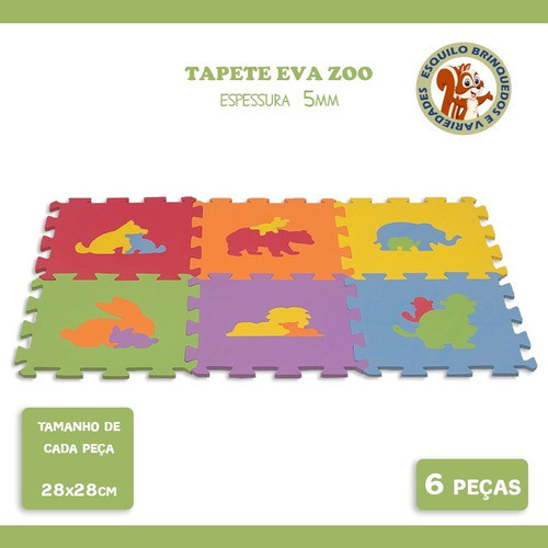 Tapete Eva Infantil 28cm X 28cm X 8mm Zoo 6 Peças 1
