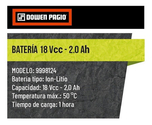 Bateria Flex One 2 Amper Dowen Pagio Mas Cargador 1