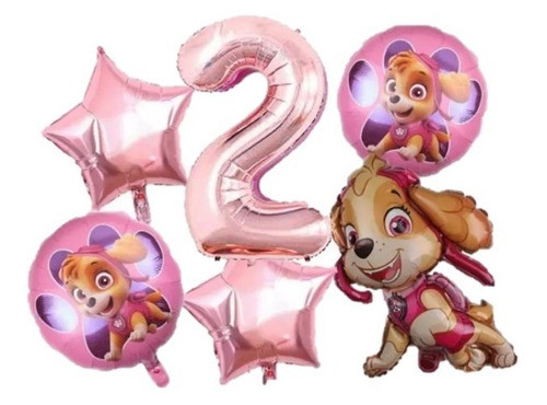 Pack De Globos Skye Paw Cachorro6 Piezas Incluye Número Gde 0