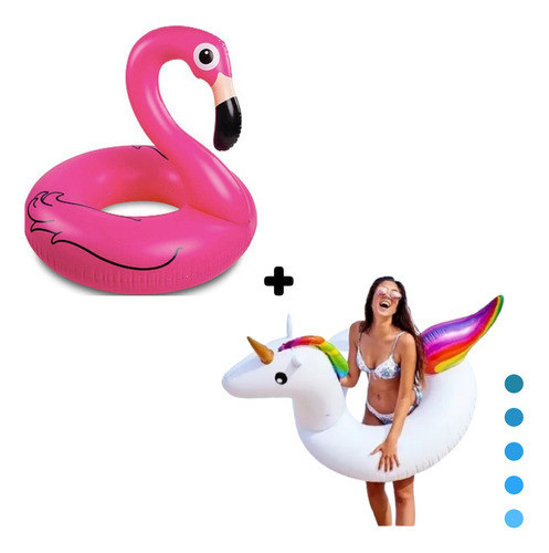 Kit 1 Boia Unicórnio 1 Boia Flamingo 120x90cm + Brinde 1