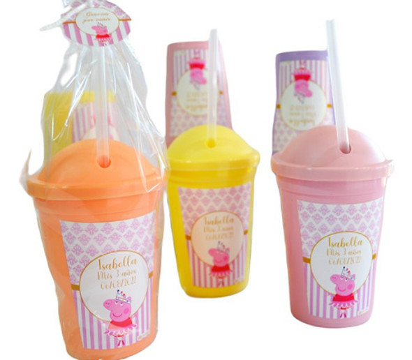 Vasos Plásticos Personalizados Peppa Pig X 10un+bolsita+sorb 0