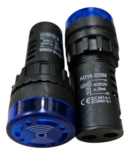 Indicador Luminoso Led  Chicharra Tipo Buzzer, Azul Ac/dc24v 0