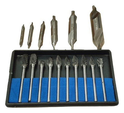 Kit Jg Lima Rotativa 1/8 Metal Duro  + Jg Broca De Centro 0