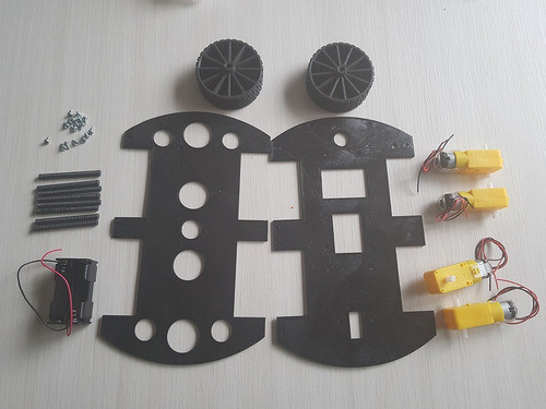 Chasis Para Robot 4 Ruedas Motor  Porta Pila 0