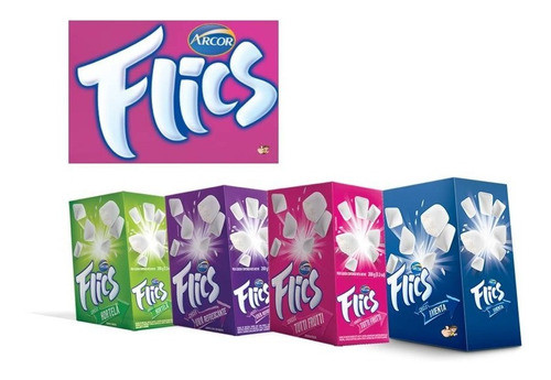 Chiclete Flics Arcor Sabores Kit C/12 Cxs - 12 Cartelas Cada 0
