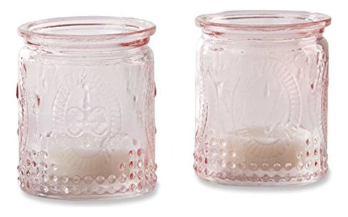 Kate Aspen Vintage Glass Tea Light Holder Juego De 4 Rosa 0