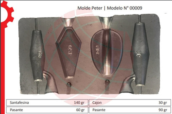 Molde Para Plomadas 9 Peter - Santafesina - Pasante - Cajon 1