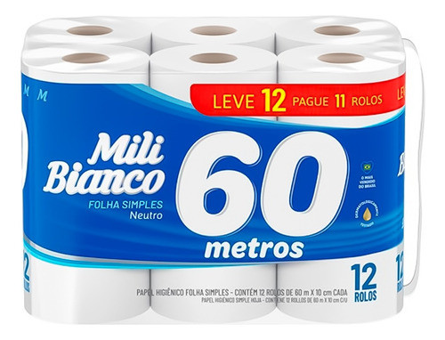 Papel Higiénico Mili Paqueton 12x60 Metros Neutro Pack X3 0