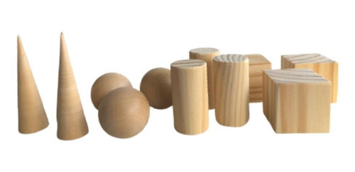 Figuras Geométricas De Madera: Cono, Esfera, Cubo, Cilindro 1