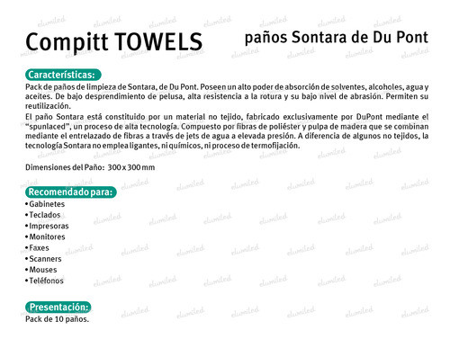 10 Paños De Sontara Compitt Blue Wipes Towels 1