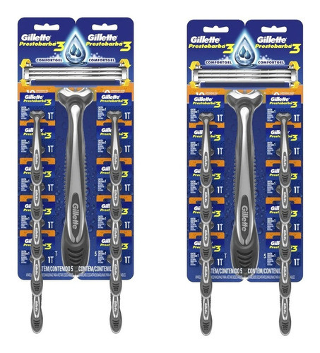 Barbeador Gillette Prestobarba3 Comfortgel - 2 Cartelas C/10 0