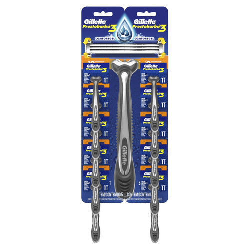 Barbeador Gillette Prestobarba3 Comfortgel - 2 Cartelas C/10 1