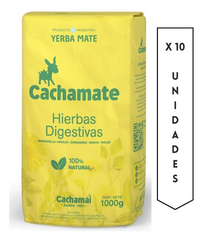 Yerba Mate Con Hierbas Manzanilla Cachamate 1 Kg X 10 Un. 0