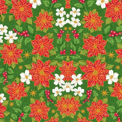 Tecido Tricoline Natal - Mini Flores Nata 0,50x1,50m Círculo 0