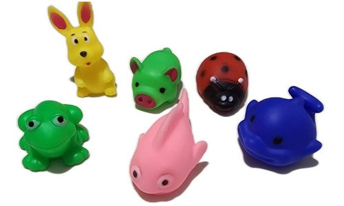 6 Animalitos De Goma Chifles Juguetes Para El Baño Agua Bebe 1