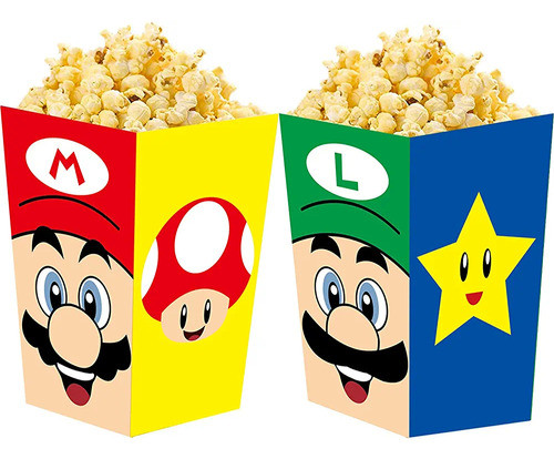 Pochoclera Mario Bros Imprimible + Kit De Decoración+ Regalo 0