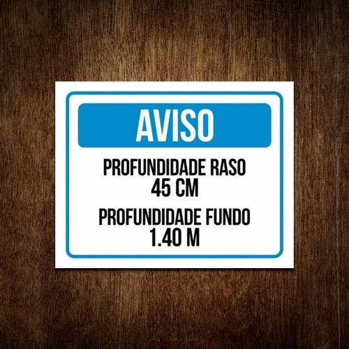Placa Aviso - Profundidade Piscina Raso E Fundo (27x35) 0