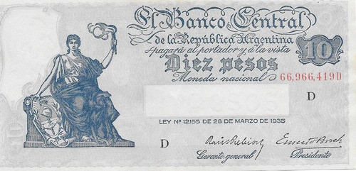 Billete 10 Pesos Progreso Bottero 1882 O 1883 Sin Circular- 0