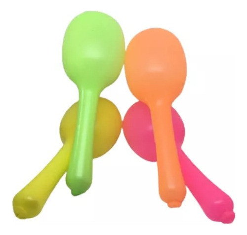 Maracas Surtidas Fluo Carioca Cotillon Pack X 10 Unidades 0