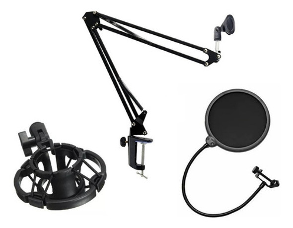 Kit Suporte Mesa Microfone + Shock Mount + Tela Pop Filter 0 Kit Suporte Mesa Microfone + Shock Mount + Tela Pop Filter 0