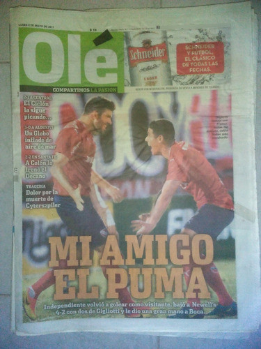 Diario Ole 8 Mayo 2017 Newells 2 Independiente 4 0