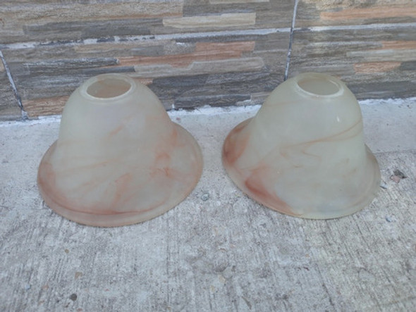 2 Tulipas De Vidrio Grueso Marmolado De 18,2 Diam X 9,8 Alto 0