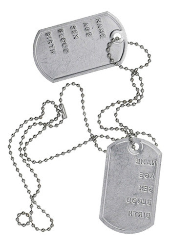 Collar Dog Tag Militar Chapita Cadena Disfraz Halloween 0