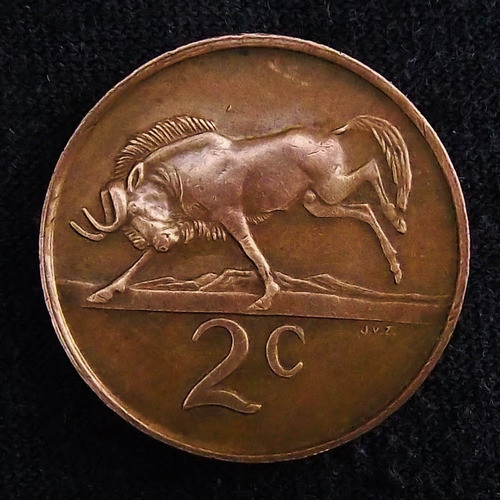 Sudáfrica 2 Cents 1988 Excelente Km 83 Fauna Ñu 0