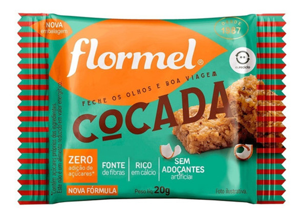 Doce De Coco Cocada Zero Açúcar Flormel 24un 20g 1