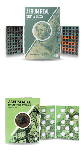 2  Álbuns Para Moedas Real Comemorativas 0