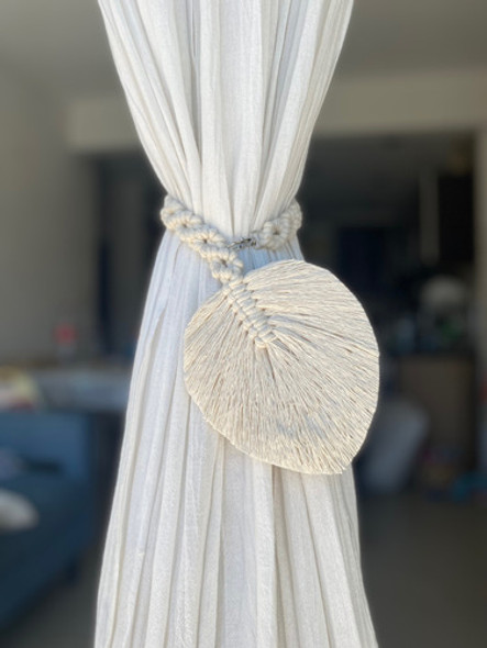 Sujetador Pluma Hoja Agarra Cortina Macramé Home Deco 0