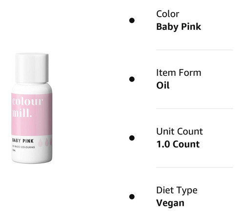 Colorante Alimentario Aceite Base, Rosa Bebé, 20 Ml 1