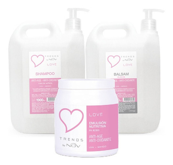 Kit Nov Trends Love Shampoo Acondicionador 1900ml + Mascara 0