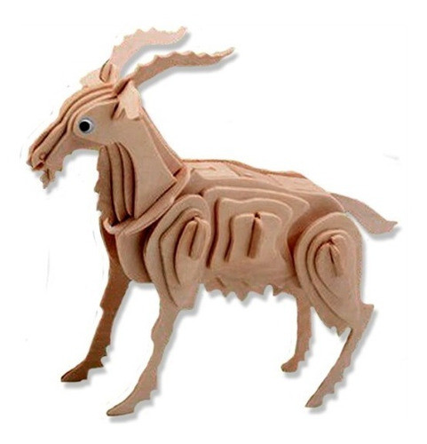 Animal Cabra Madera Puzzle 3d Rompecabezas Para Armar Deco 0