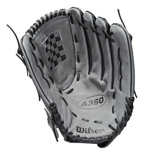Luva De Softball Wilson 15 Cinza E Preta Com Lançador Direit 1