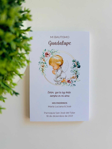 2 Estampitas De Bautismo Angelitos Tarjetas Comunión 1
