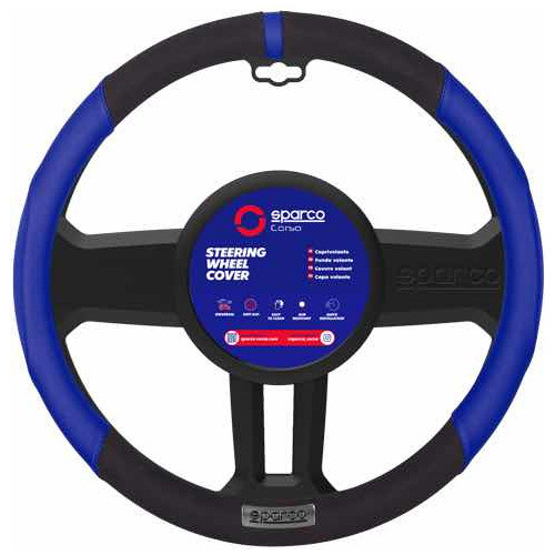 Cubre Funda Volante Sparco Negro/azul Bl Model Cuero 1