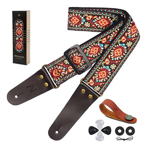 Correa De Guitarra, Correas De Guitarra De Algodón Bordado V 0